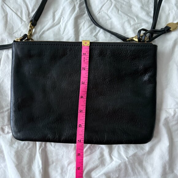 Fossil Devon Double Zip Crossbody Black Leather with Key Charm - Picture 5 of 8
